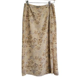 Jones Wear Women Long Skirt Size 6 Left Side Zip Lined Beige Polyester Floral